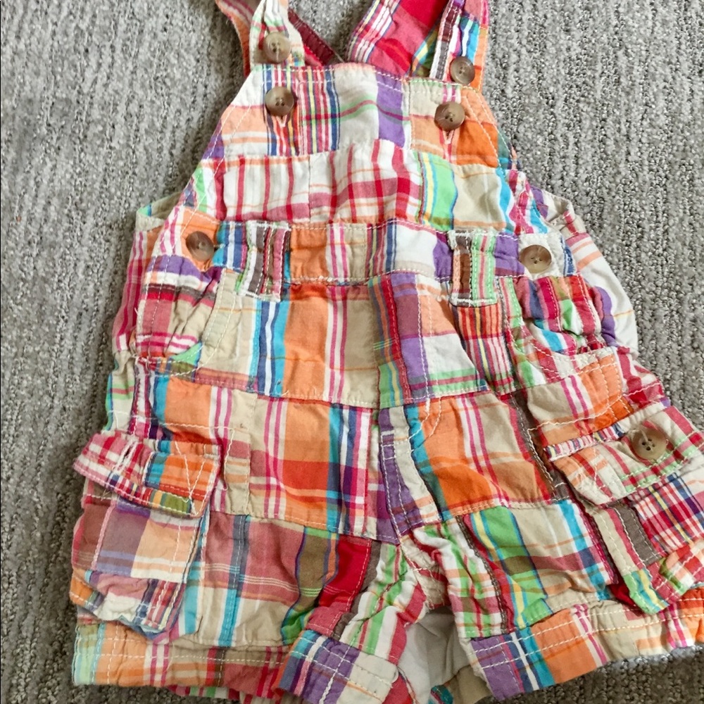 VGUC 0-3 mth Children’s Place Madras Shortall Overalls